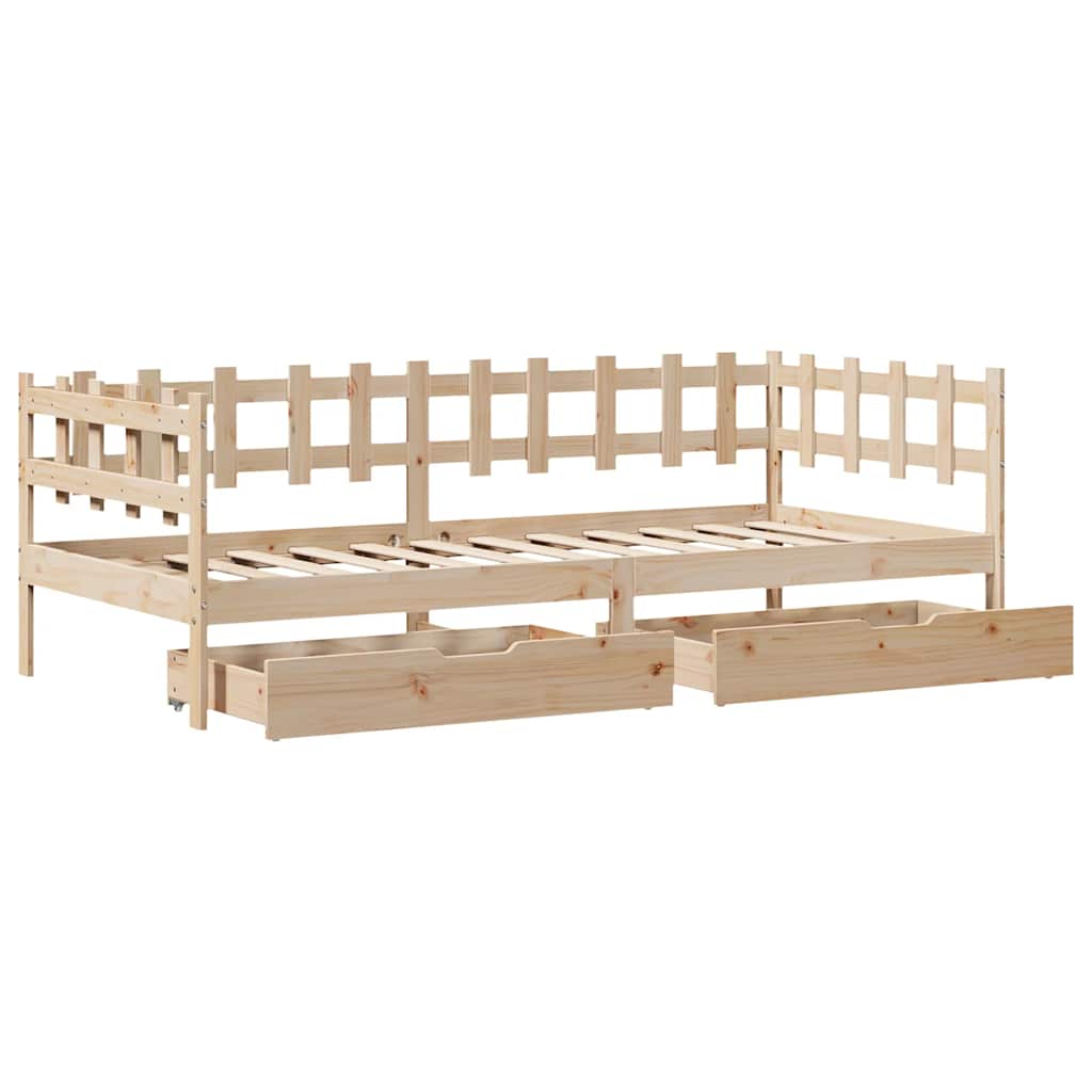 Daybed Med Skuffer 80X200 Cm Massivt Fyrretræ