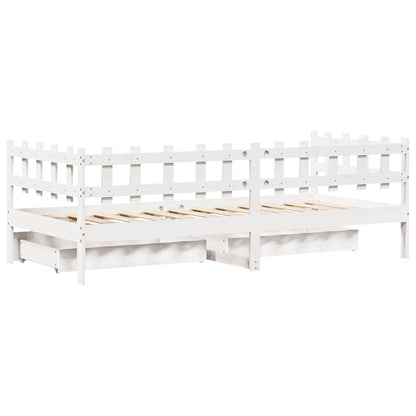 Daybed Med Skuffer 80X200 Cm Massivt Fyrretræ Hvid