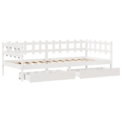 Daybed Med Skuffer 80X200 Cm Massivt Fyrretræ Hvid