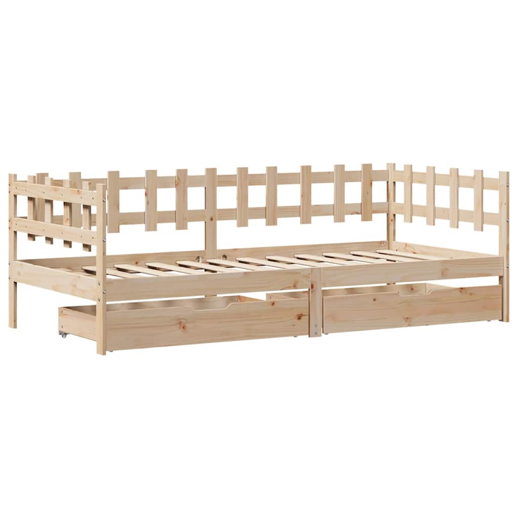 Daybed Med Skuffer 90X200 Cm Massivt Fyrretræ