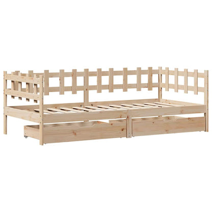 Daybed Med Skuffer 90X200 Cm Massivt Fyrretræ