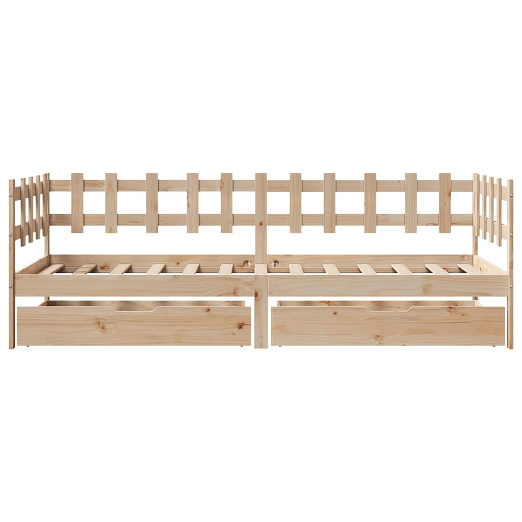 Daybed Med Skuffer 90X200 Cm Massivt Fyrretræ