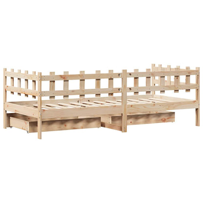 Daybed Med Skuffer 90X200 Cm Massivt Fyrretræ