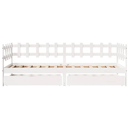 Daybed Med Skuffer 90X200 Cm Massivt Fyrretræ Hvid