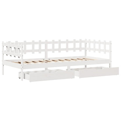 Daybed Med Skuffer 90X200 Cm Massivt Fyrretræ Hvid