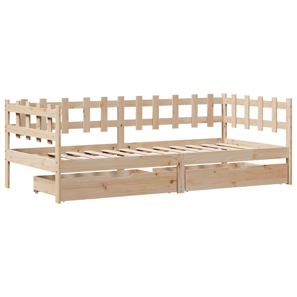 Daybed Med Skuffer 90x190 Cm Massivt Fyrretræ - Billede 3