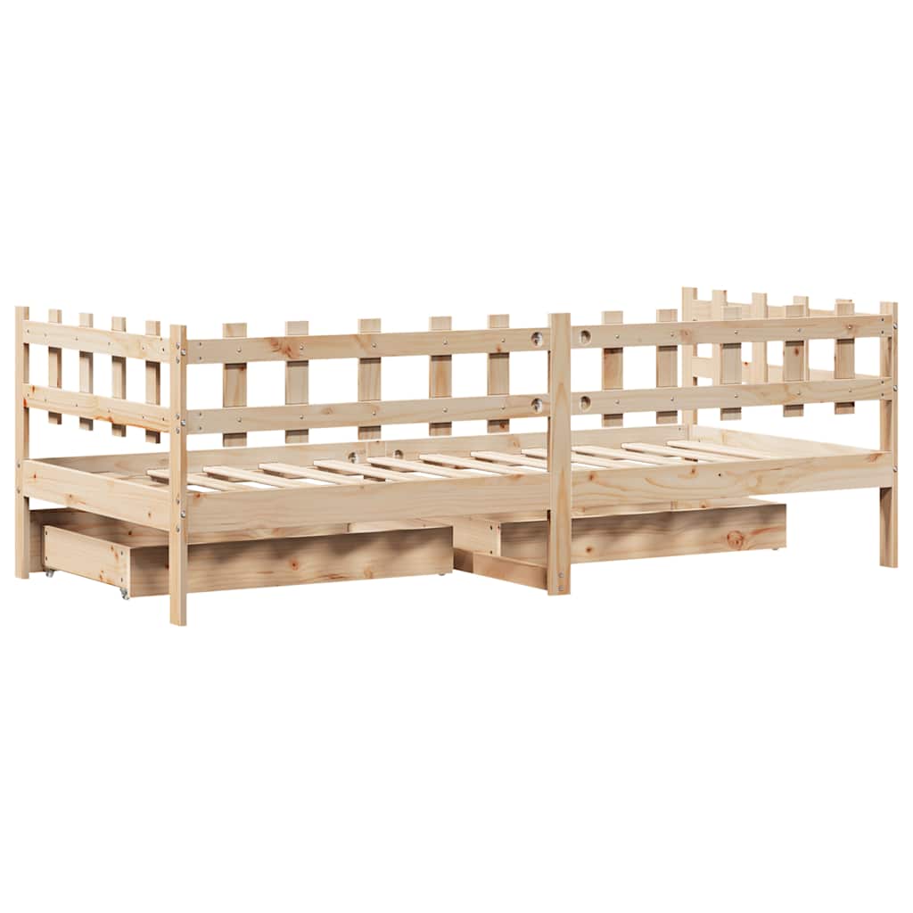 Daybed Med Skuffer 90x190 Cm Massivt Fyrretræ - Billede 8