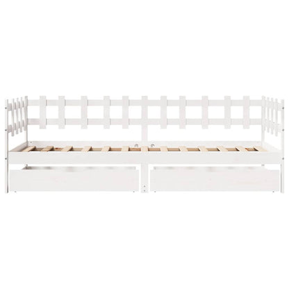 Daybed Med Skuffer 90X190 Cm Massivt Fyrretræ Hvid