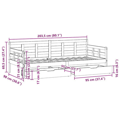 Daybed Med Skuffer Massivt Fyrretræ