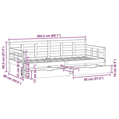Daybed Med Skuffer Massivt Fyrretræ
