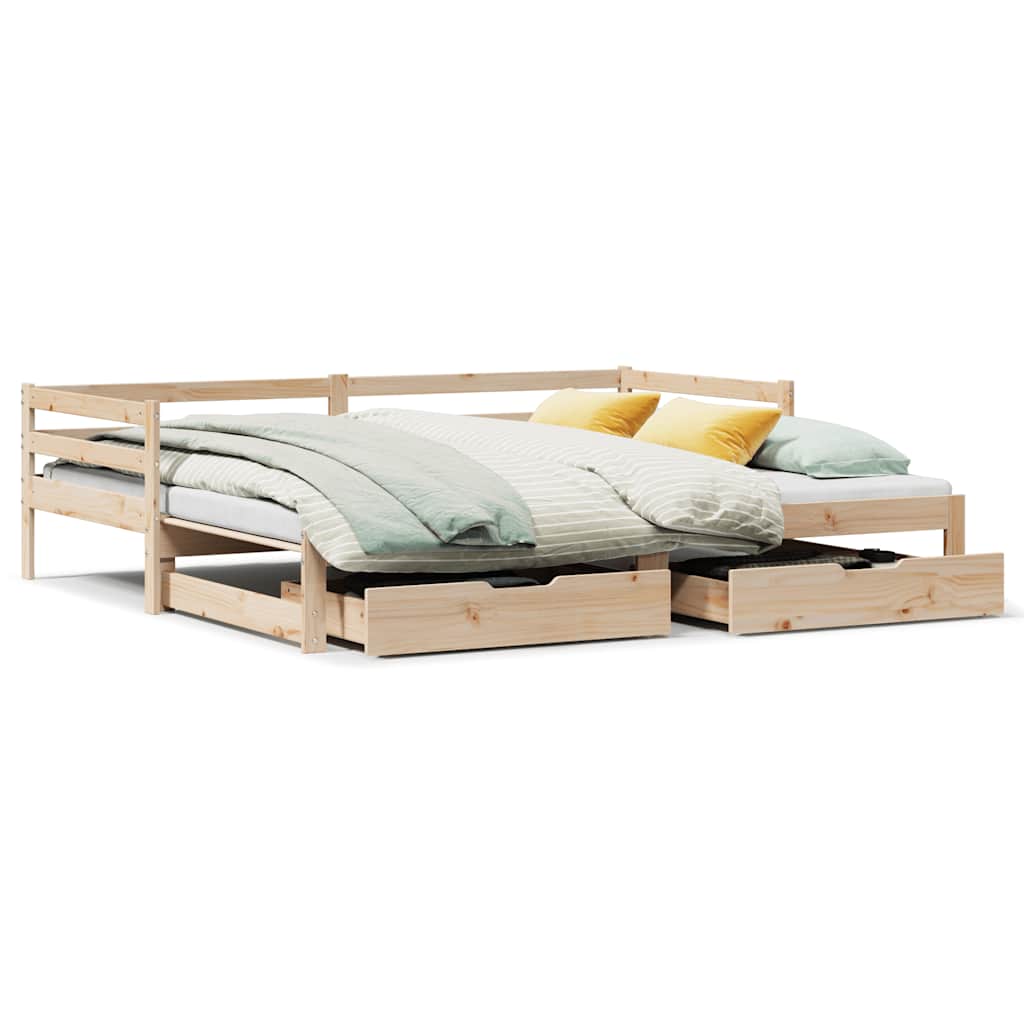 Daybed med Skuffer 90x200 Cm Massivt Fyrretræ - billede 2