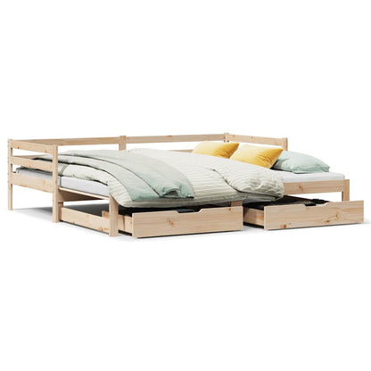 Daybed med Skuffer 90x200 Cm Massivt Fyrretræ - billede 2