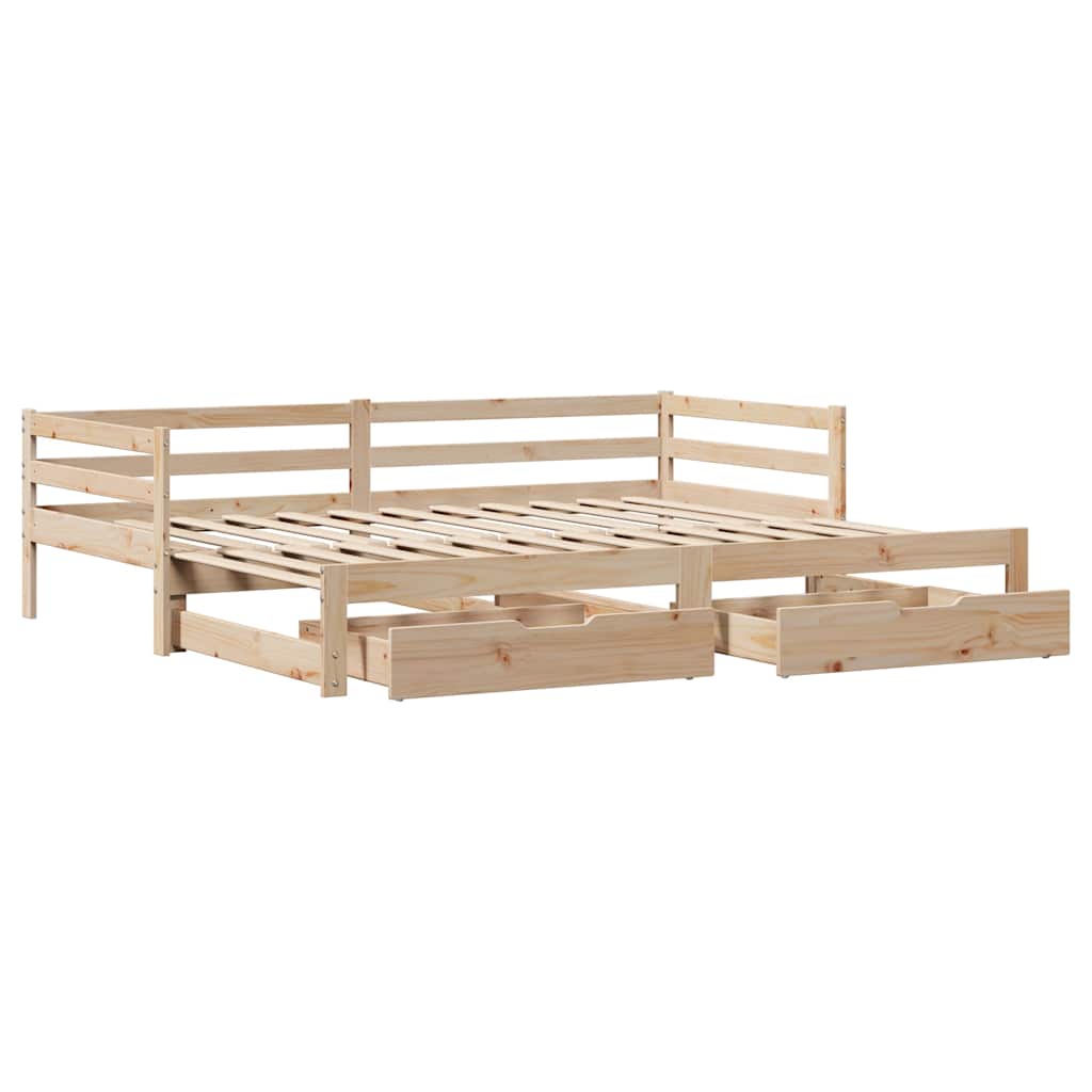 Daybed med Skuffer 90x200 Cm Massivt Fyrretræ - billede 4