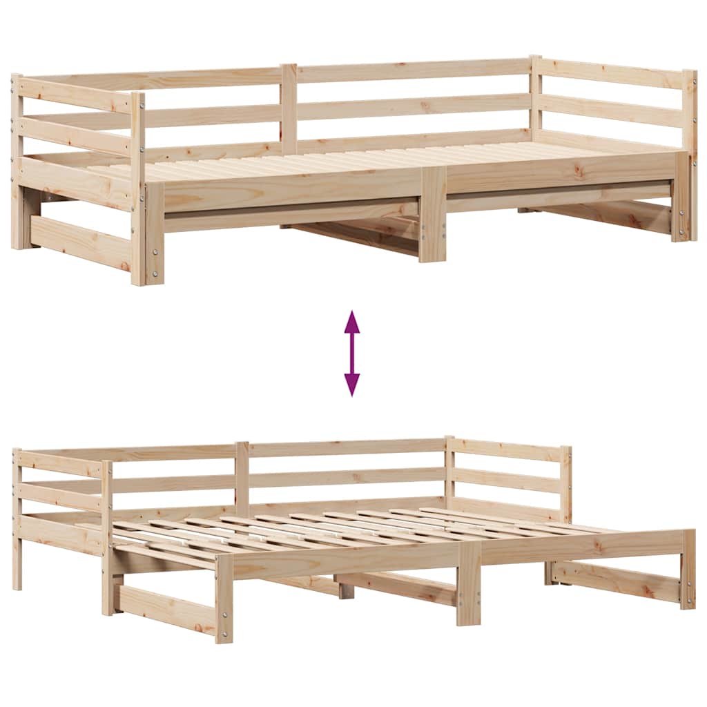 Daybed med Skuffer 90x200 Cm Massivt Fyrretræ - billede 9