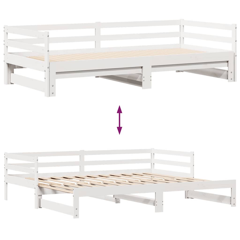 Daybed med Skuffer 90x200 Cm Massivt Fyrretræ Hvid - billede 4