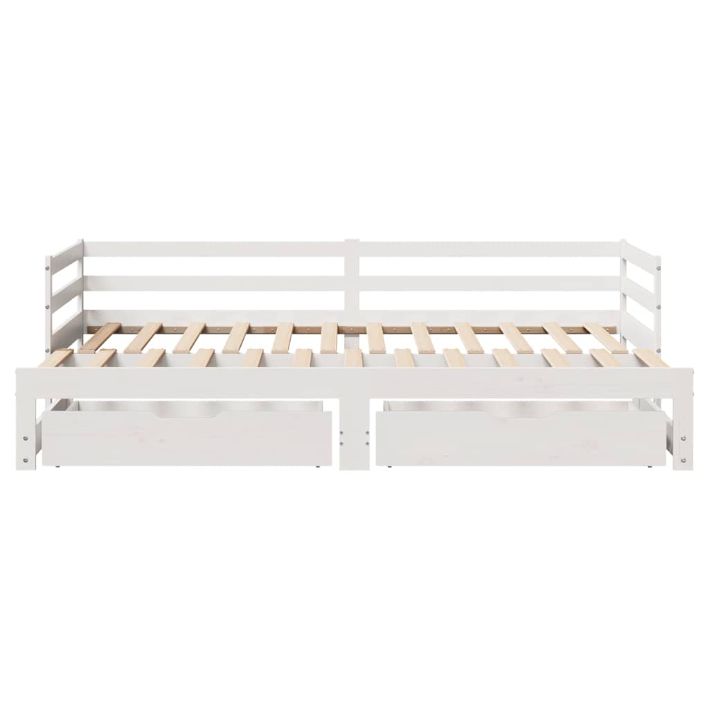 Daybed med Skuffer 90x200 Cm Massivt Fyrretræ Hvid - billede 6