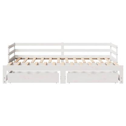 Daybed med Skuffer 90x200 Cm Massivt Fyrretræ Hvid - billede 6