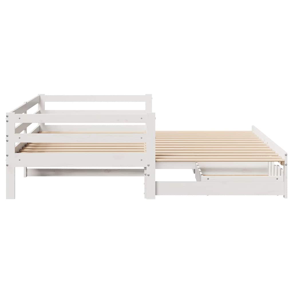 Daybed med Skuffer 90x200 Cm Massivt Fyrretræ Hvid - billede 7