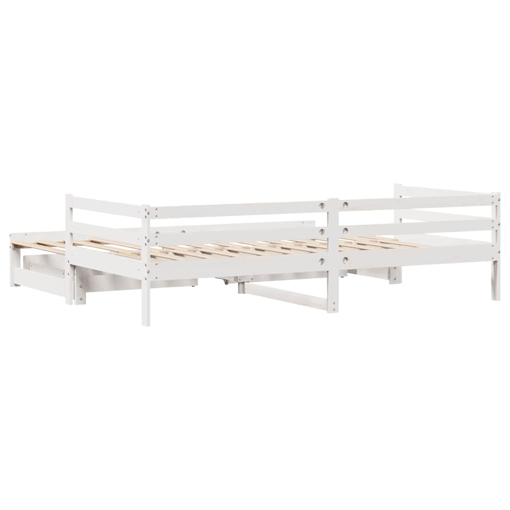 Daybed med Skuffer 90x200 Cm Massivt Fyrretræ Hvid - billede 8