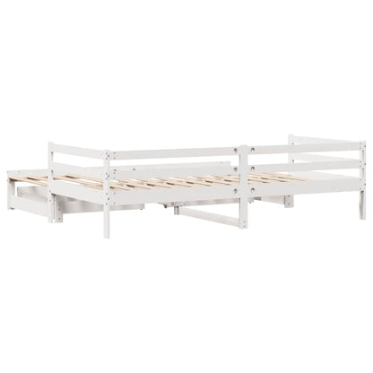 Daybed med Skuffer 90x200 Cm Massivt Fyrretræ Hvid - billede 8