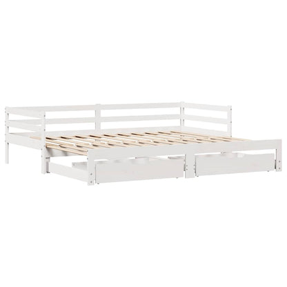 Daybed Med Udtræk Og Skuffer Uden Madras 90X190 Cm Hvid