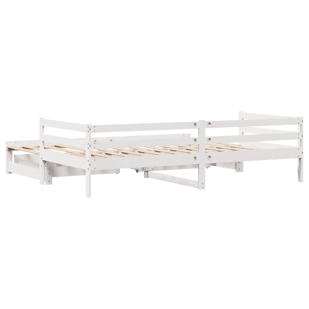 Daybed Med Udtræk Og Skuffer Uden Madras 90X190 Cm Hvid