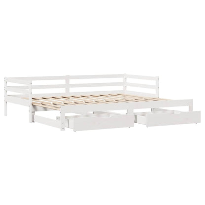 Daybed Med Udtræk Og Skuffer Uden Madras 90X190 Cm Hvid