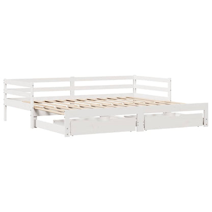 Daybed Med Udtræk Og Skuffer Uden Madras 80X200 Cm Hvid