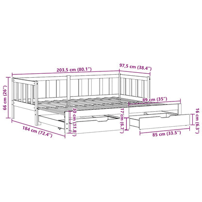 Daybed Med Udtræk Og Skuffer Uden Madras