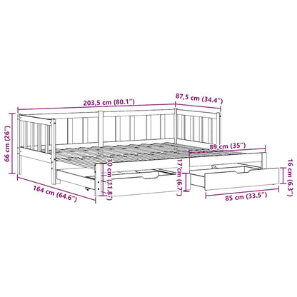 Daybed Med Udtræk Og Skuffer Uden Madras