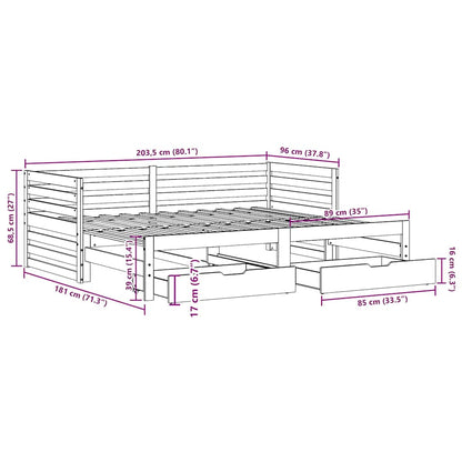 Daybed Med Skuffer Massivt Fyrretræ