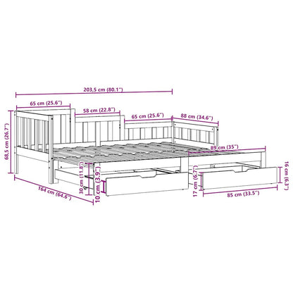 Daybed Med Udtræk Og Skuffer Uden Madras
