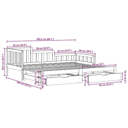 Daybed Med Udtræk Og Skuffer Uden Madras