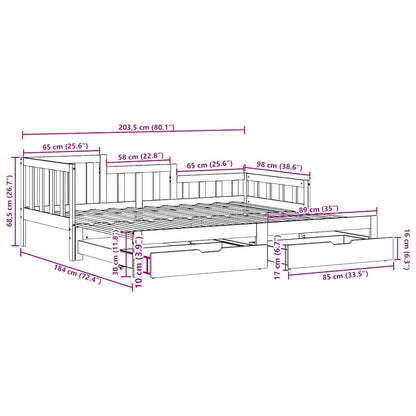 Daybed Med Udtræk Og Skuffer Uden Madras