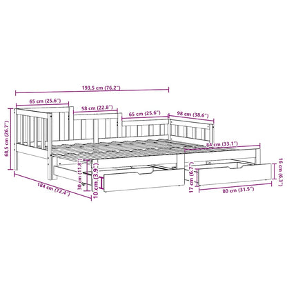 Daybed Med Udtræk Og Skuffer Uden Madras