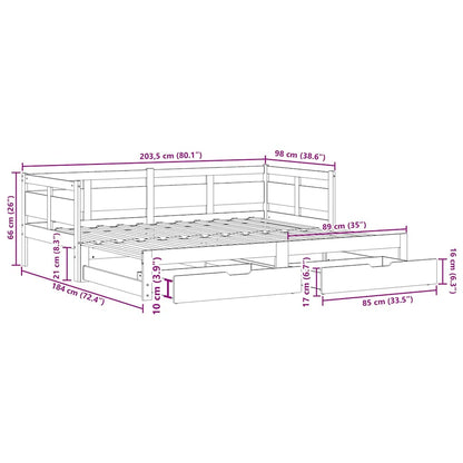 Daybed Med Udtræk Og Skuffer Uden Madras