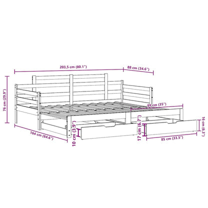Daybed Med Udtræk Og Skuffer Uden Madras