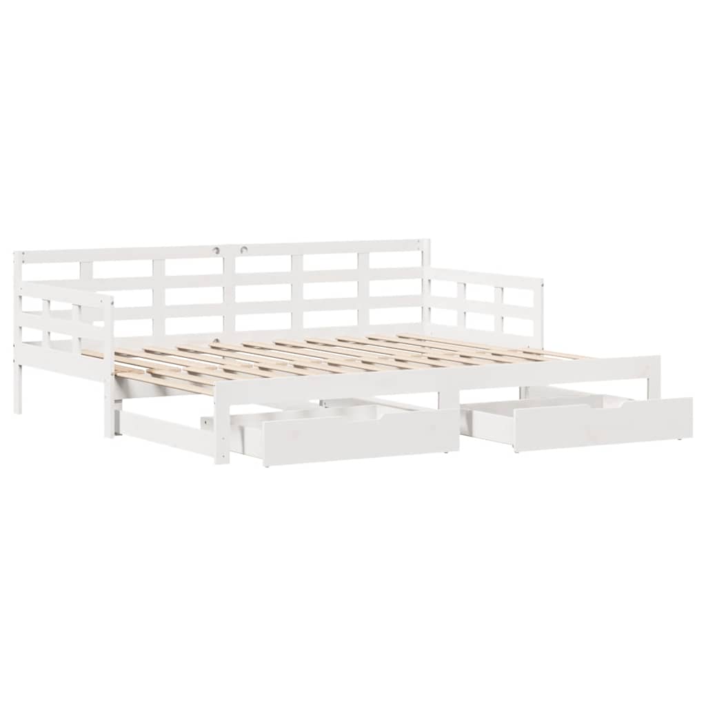 Daybed Med Udtræk Og Skuffer Uden Madras 80x200 Cm Hvid - Billede 3