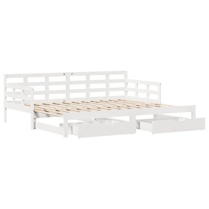 Daybed Med Udtræk Og Skuffer Uden Madras 80x200 Cm Hvid - Billede 3