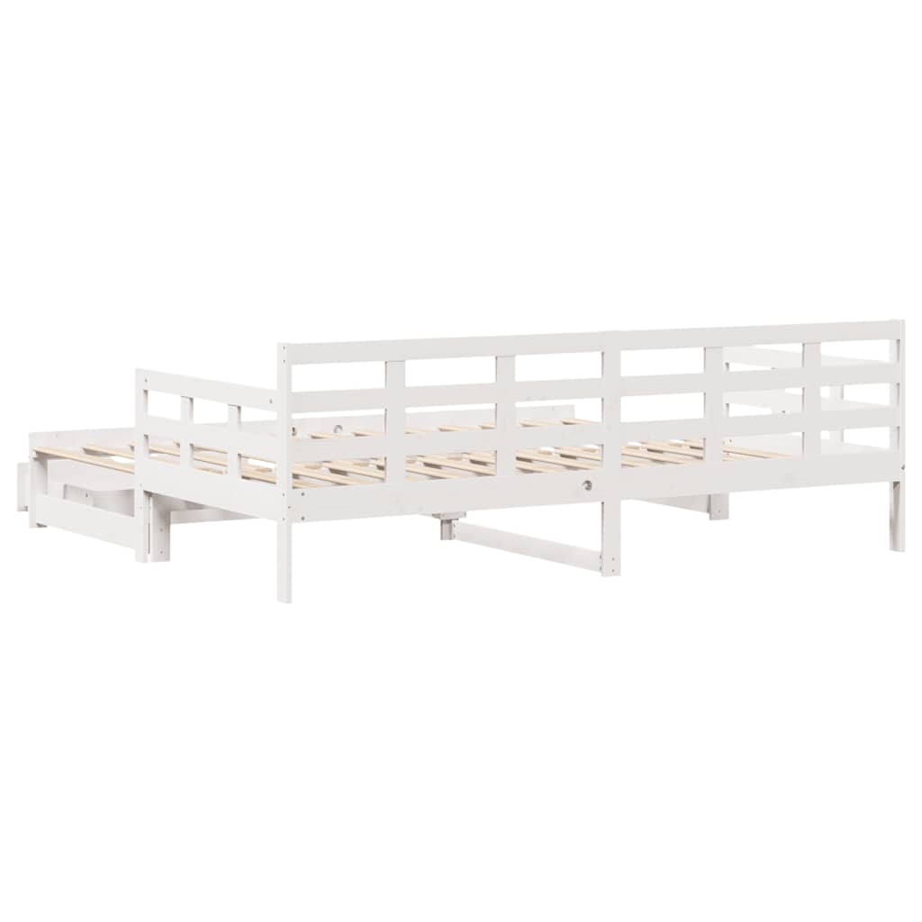 Daybed Med Udtræk Og Skuffer Uden Madras 80x200 Cm Hvid - Billede 7