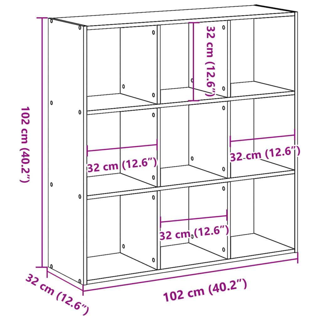 Bogreol 102X32X Konstrueret Træ