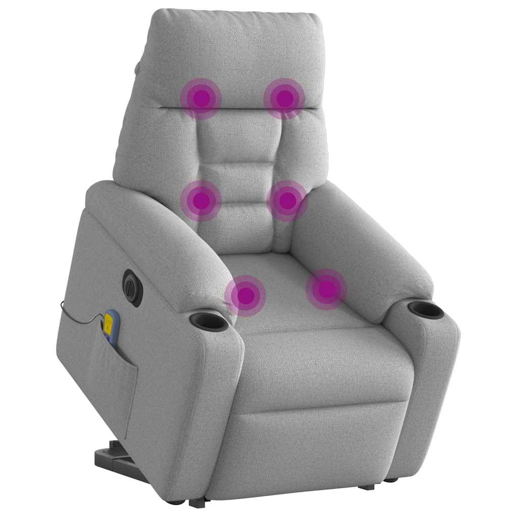 Massagestol Med Løftefunktion Stof Skygrå