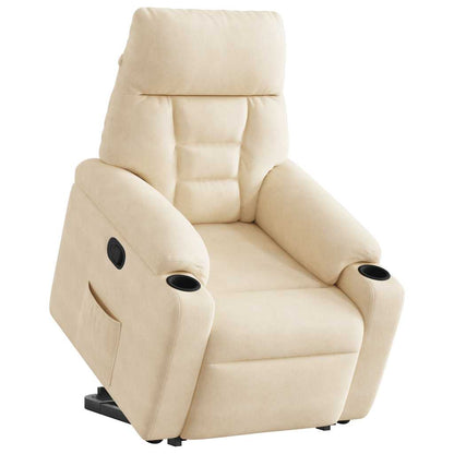 Massagestol Med Løftefunktion Mikrofiberstof Beige