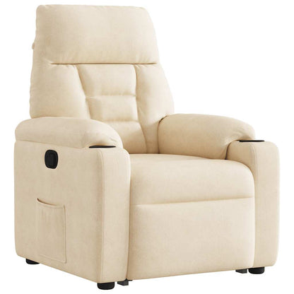 Massagestol Med Løftefunktion Mikrofiberstof Beige