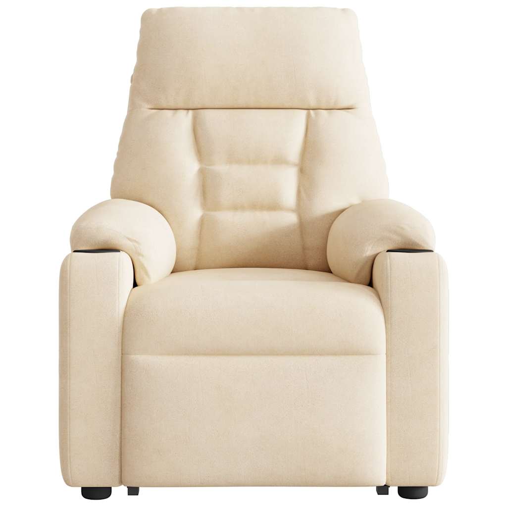 Massagestol Med Løftefunktion Mikrofiberstof Beige
