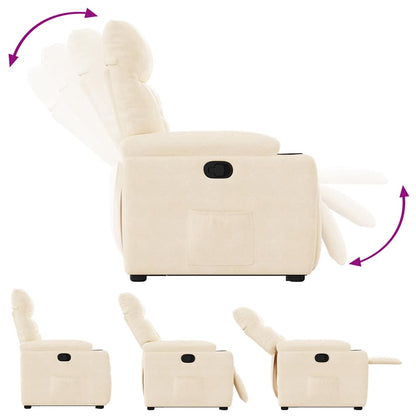 Massagestol Med Løftefunktion Mikrofiberstof Beige