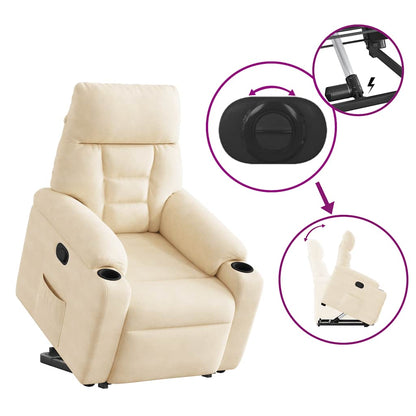 Massagestol Med Løftefunktion Mikrofiberstof Beige