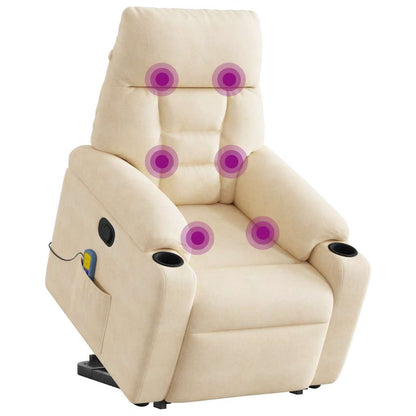 Massagestol Med Løftefunktion Mikrofiberstof Beige