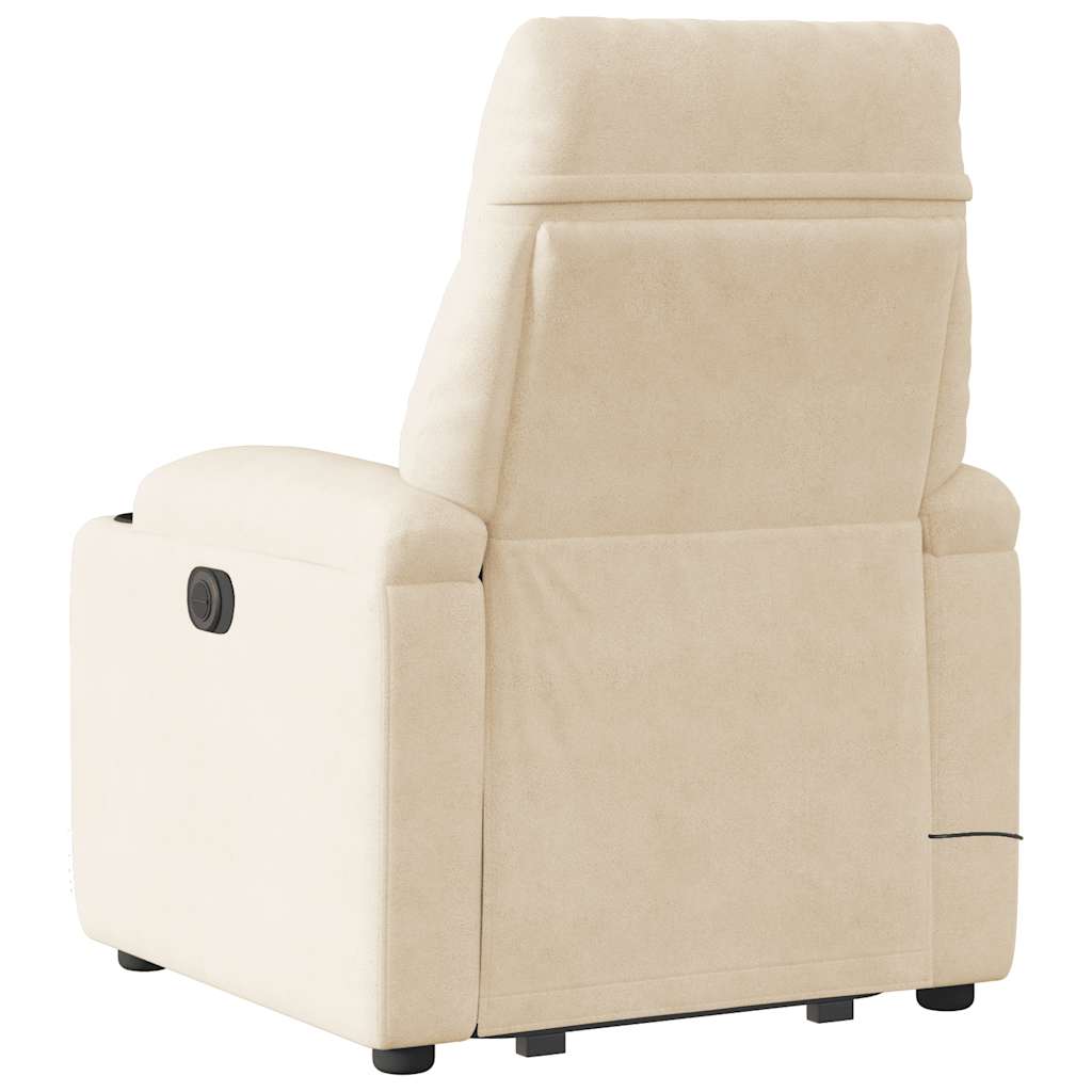Massagestol Med Løftefunktion Mikrofiberstof Beige