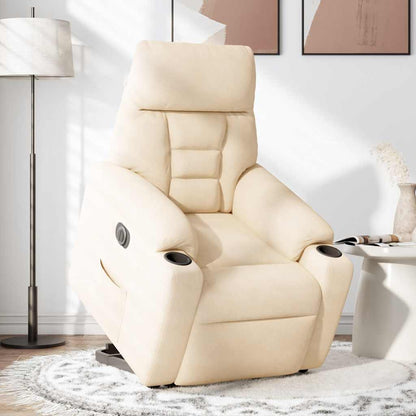 Massagestol Med Løftefunktion Mikrofiberstof Beige